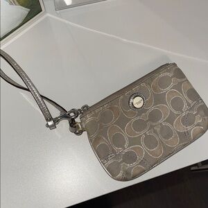Coach Metallic Gray Wristlet